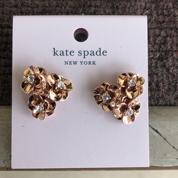 NWT Kate Spade ♠️ Sparkly Rhinestone Rose Gold Earrings - Picture 11 of 12